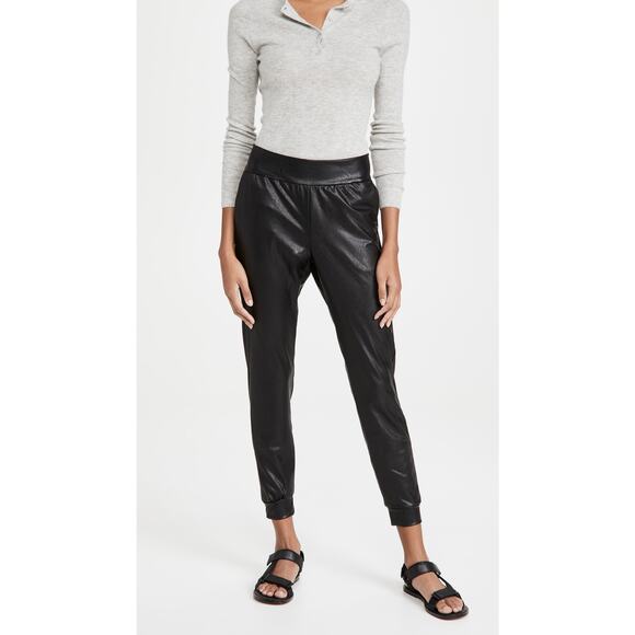 Commando Black Faux Leather Jogger Pants Small Comfort Chic Pull On Minimal - Picture 2 of 10